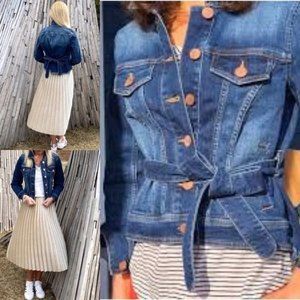 CABI Dylan Belted Jean Jacket Blue Size M #5662 NWOT